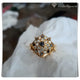 CBR0118 Cincin Perak Lapis Emas Berlian Hitam Putih