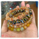 GBT1198 Gelang Batu Agate Kombinasi Glass Beads Lilit Elastis