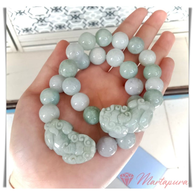 GBT1327 Gelang Batu Giok Birma Plat Pixiu