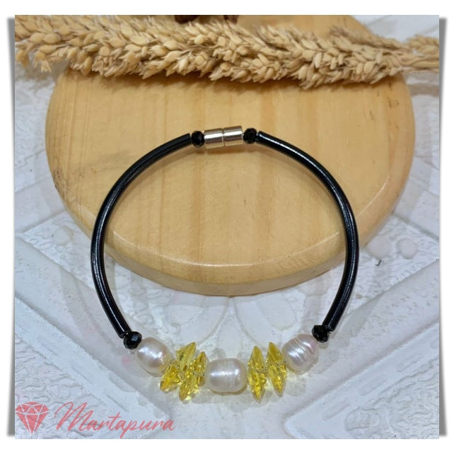 GKM0253 Gelang Mutiara Kombinasi Kristal Aleksandri