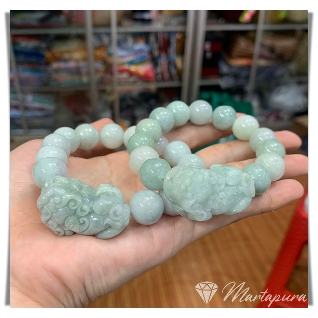 GBT1341 Gelang Batu Giok Birma Plat Pixiu